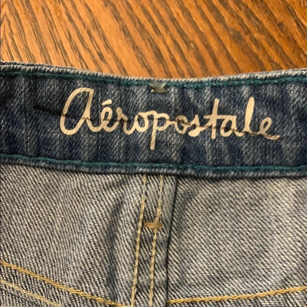 Aeropostale High Rise Shorty Blue Jean Denim Shorts Distressed Cut-Off NWT 0